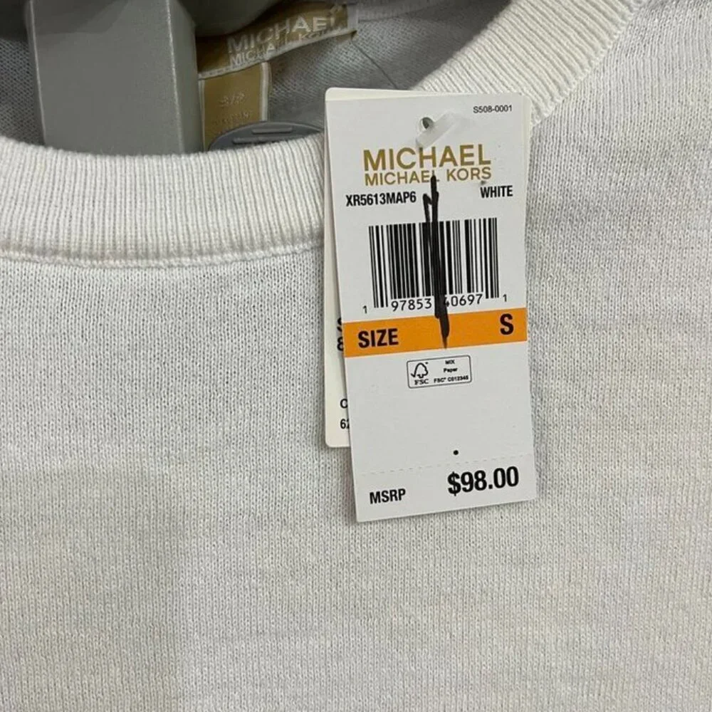 Michael Kors White Logo Tape Sweater | Size S | NWT